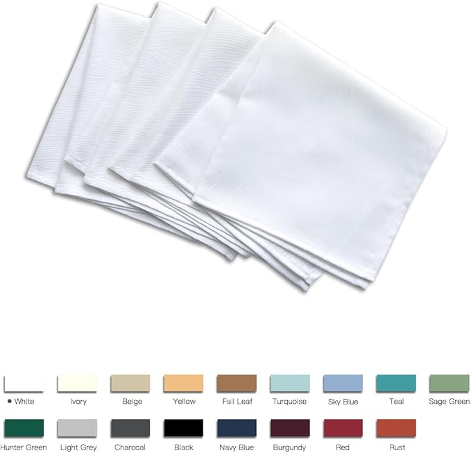 maxmill Jacquard Cloth Napkins 20 x 20 Inch Swirl Pattern Soft Comfortable and Luxury Serviette for Family Dinners Weddings Parties and Banquets Set of 4 White