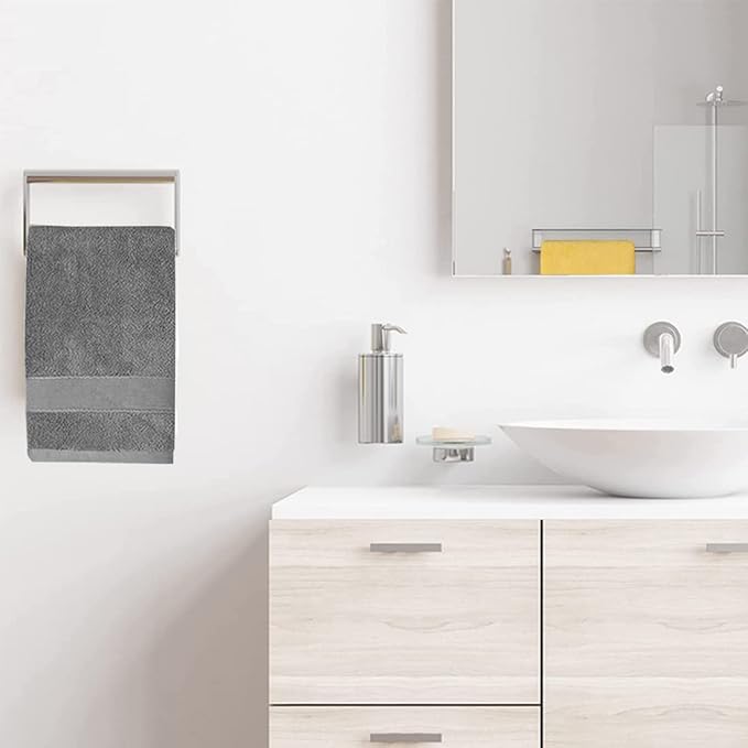 2 Pack Hand Towels for Bathroom (14 x 30 Inch)-100% Cotton Hand Towel, Highly Absorbent and Quick Dry Face Washcloth, Home Soft Premium Towel for Hotel, Bath, Kitchen and Spa(Gray)