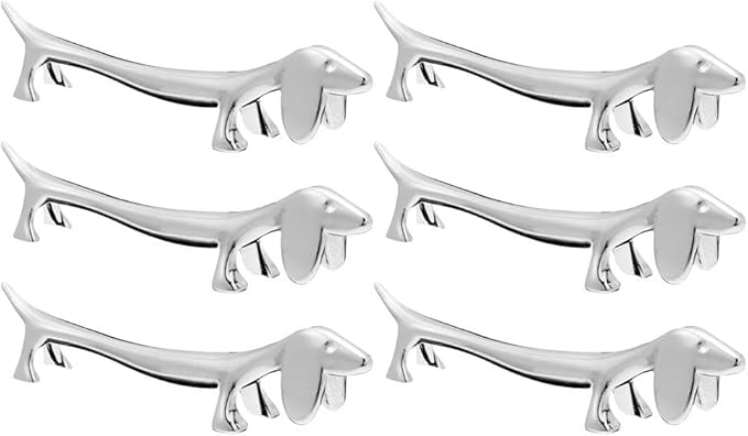 BESTonZON Dog Shape Chopstick Rest Metal Puppy Cutlery Holder Silver Dachshund Chopstick Rack for Fork Spoon Knife Organizer 3.54 Inch Tableware Accessory for Home Dining