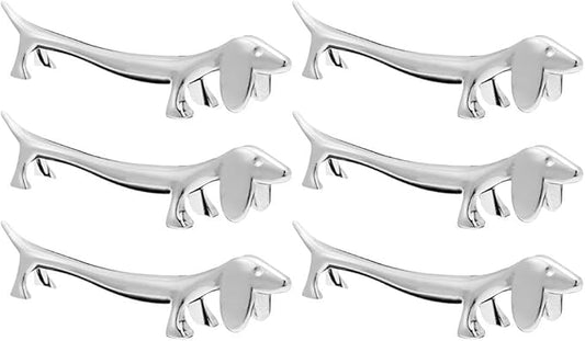 BESTonZON Dog Shape Chopstick Rest Metal Puppy Cutlery Holder Silver Dachshund Chopstick Rack for Fork Spoon Knife Organizer 3.54 Inch Tableware Accessory for Home Dining