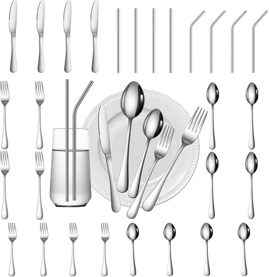 28 Pieces Silverware Service for 4 Flatware Set Stainless Steel Utensils Cutlery Set Dishwasher Safe