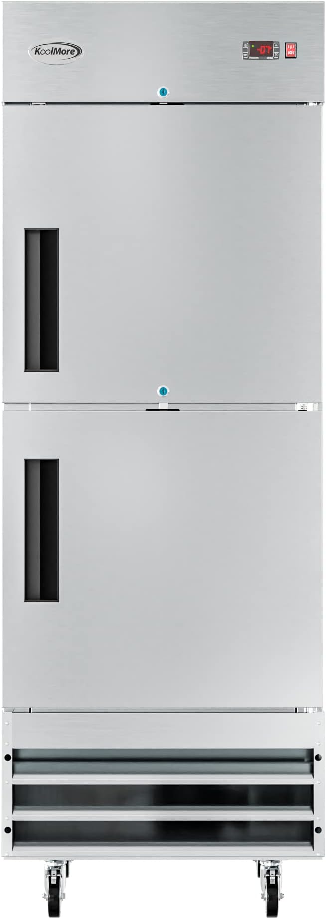 KoolMore Commercial Half Door Reach-in Freezer for Restaurant, Cafe, and Cold Food Storage, Stainless Steel Finish, Large 23 Cu. Ft. Capacity, Heavy Duty Kitchen Use (RIF-1D-SSHD), Silver