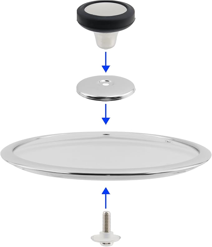 Woogim Universal Cookware Lid with Stainless Steel Wide Edge 10.5 Inch,4mm Tempered Glass Cover with Steam Vent,Dishwasher Safe and Oven up to 480℉,for Frying Pans,Sauce Pots & Woks