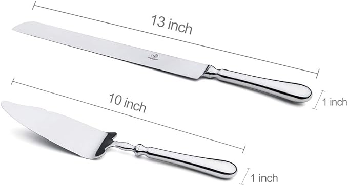 2 Piece Wedding Cake Knife and Server Set,18/10 Stainless Steel Cake cutting Set Pie Server Cake Cutter Knife for Birthday,Anniversary,Holiday,Baby Shower,Party