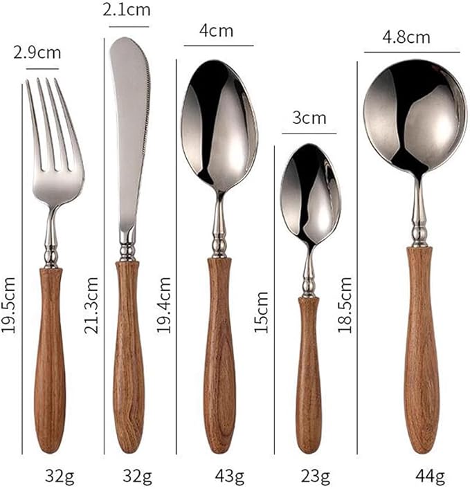 30 Piece Silverware Set Service for 6,Premium Wooden Handle Stainless Steel Flatware Set Home Include Fork Knife Spoon Set Package for Christmas and Thanksgiving（Dark Brown）