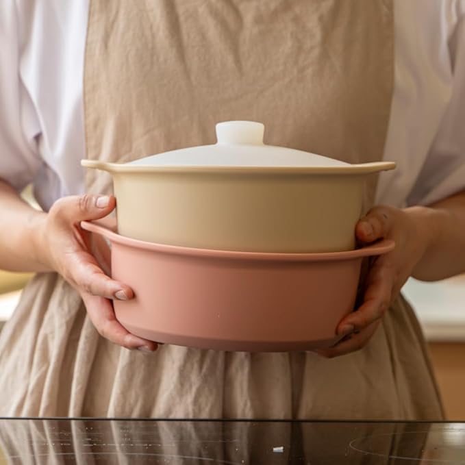 Microwave Silicone Steamer for Baby Food, Made In Korea, Oven & Dishwasher Safe to 482°F, Easy Clean, Microwave Pot with Handle & Lid, 100% Food Grade Steamer Bowl (Terracotta Rose, 50.7oz (1500ml))