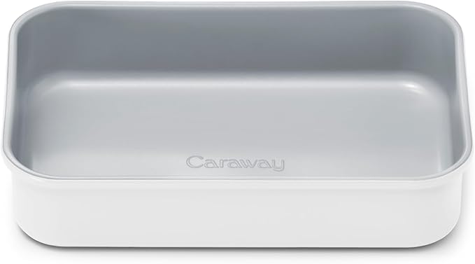 Caraway Nonstick 9” x 6.5” Small Rectangle Baking Pan – Non-Toxic, PTFE & PFOA Free – Aluminized Steel Core – Deep Ceramic Baking Pan for Casseroles, Lasagna & More - White
