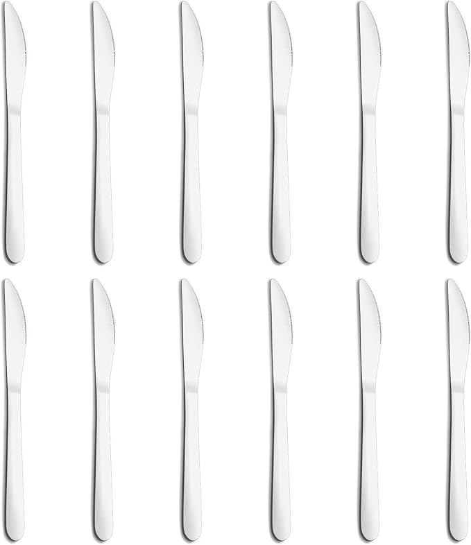 12-Piece Dinner Knives Set, Knife Set (9 Inches), Table Knife, Food Grade Stainless Steel Butter Knives, Knife Silverware for Home/Restaurant/Kitchen, Dishwasher Safe & Mirror Polished