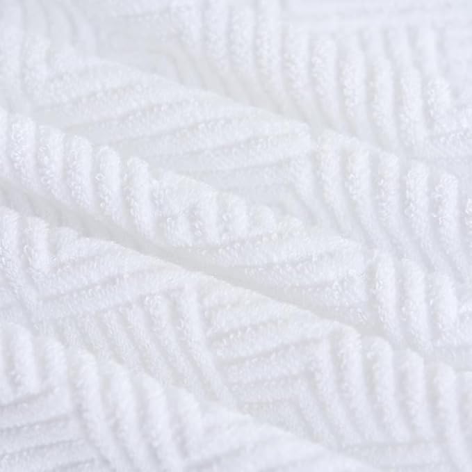 sense gnosis White Hand Towel Set of 2 Terry Striped Weave Pattern Ultra Absorbent Super Soft 100% Cotton Hand Towel for Bathroom 13 X 29 Inch