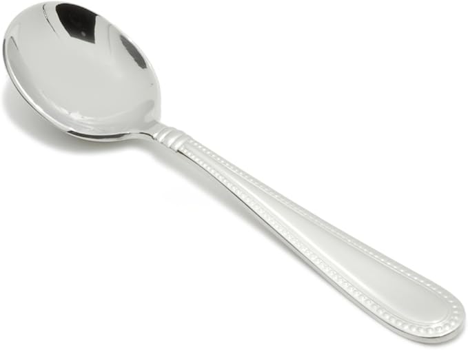 Fortessa Caviar 18/10 Stainless Steel Flatware Bouillon Spoon, Set of 12