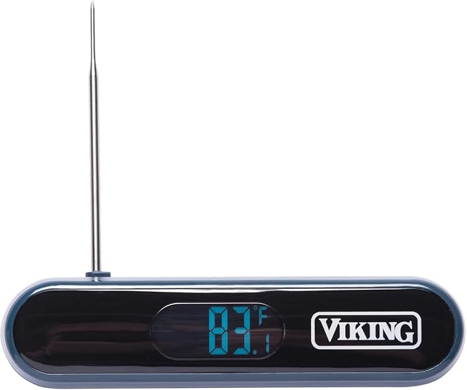 Viking 3-Ply Stainless Steel Roasting Pan with Non Stick Rack, 16 x 13 Inch Kitchen Cookware, Great for Turkey, Includes Probe Thermometer, Dishwasher and Oven Safe, Induction Ready, Silver