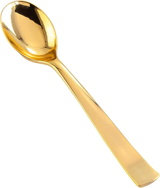 Liacere 360Pcs Plastic Spoons - 6.7 inch Heavy Duty Plastic Spoons-Heavyweight Gold Disposable Spoons-Gold Silverware for Halloween &Chrismas And Daily Using & New Year