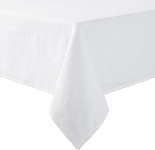 Martha Stewart Honeycomb Modern Farmhouse Tablecloth, White, 60"x120"