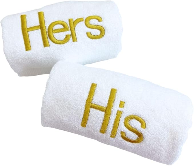 Gold Monogrammed Hand Towels for Bathroom - Luxury Hotel Quality Personalized Initial Decorative Embroidered Towel for Powder Room, Spa - GOTS Organic Certified - His and Hers