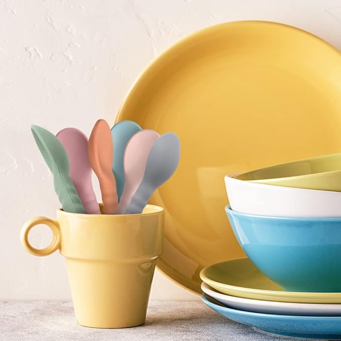 ME.FAN Silicone Baby Feeding Spoons [6 Pack] - First Stage Infant Spoons, Training Spoon for Self Feeding Babies and Toddlers