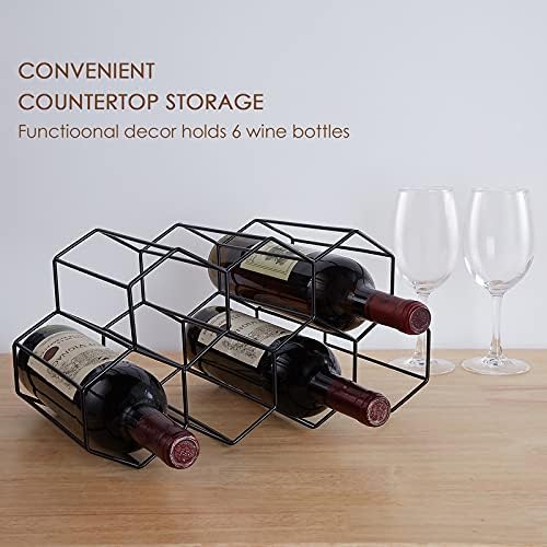 Fomanish 7 Bottle Holder - Freestanding Wine Rack, Modern Metal Tabletop Holder for Kitchen & Wine Cellar
