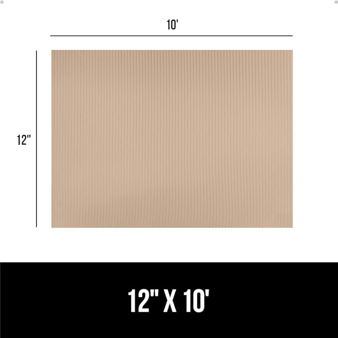 GORILLA GRIP DuraGuard Shelf Liner, Non-Adhesive Cabinet Liners for Kitchen Drawers, Shelves, Refrigerator, Pantry Storage, Bathroom Closet, Durable Waterproof BPA Free Ribbed Plastic, 12x10 Beige