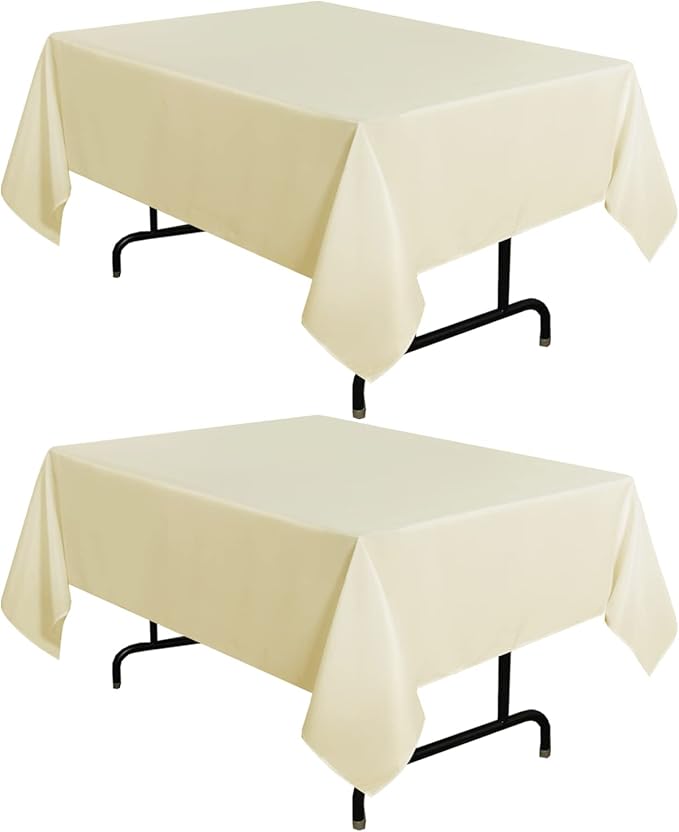 sancua 2 Pack Beige Tablecloth 54 x 54 Inch, Stain and Wrinkle Resistant Square Table Cloth - Washable Polyester Table Cover for Dining Tables, Buffet Parties and Camping