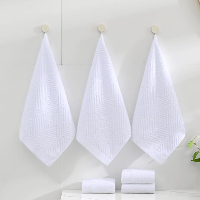 sense gnosis Snow White Washcloth Set of 6 Striped Weave 100% Cotton Super Soft Highly Absorbent Summer Washcloths Towels for Kitchen Bathroom 13 x 13 Inch