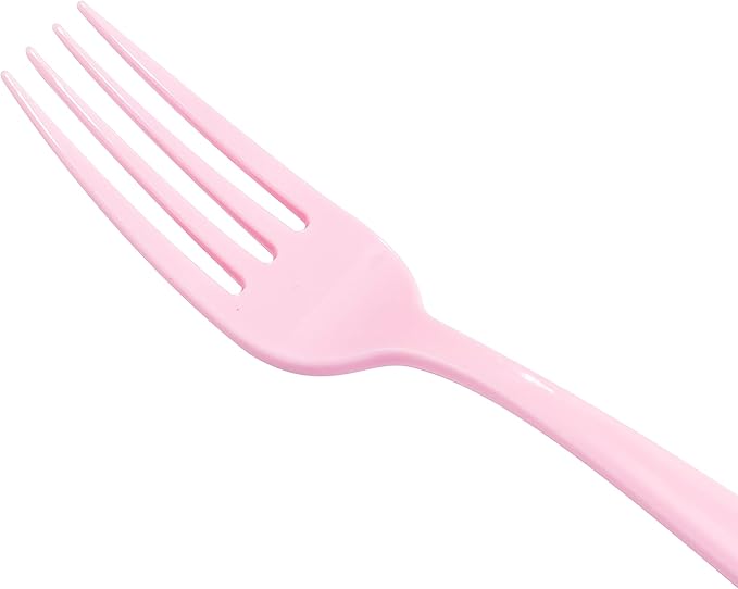 WDF 160 Piece Pink Plastic Silverware - Heavy Duty Pink Silverware Includes 80 Forks, 40 Spoons, 40 Knives, Plastic Utensils Perfect for Wedding, Party