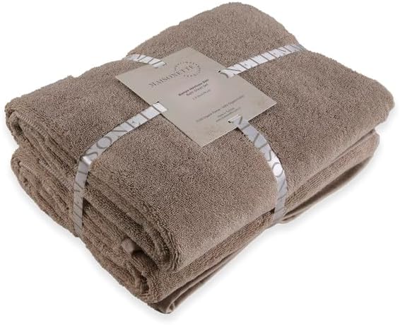 Maisonette Elegance 100% Organic Cotton Turkish Bath Towels, Soft & Absorbent, Ideal Quick Dry Large Bathroom Towel Set for Shower (30" x 58", 2 Pack) - Light Brown (Dune)