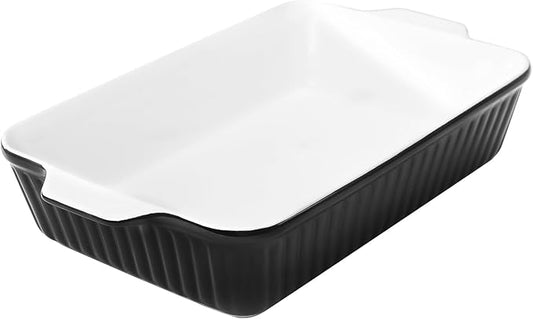 DOWAN 9x13-Inch Casserole Dishes for Oven, Ceramic Baking Dish, Large Lasagna Pan Deep, 4.2 Quarts Baking Pan with Handles, for Casserole, Bakeware, Lasagna, Home Kitchen Gift, Black