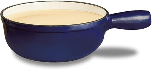 Swissmar Lugano Cast Iron Cheese Fondue Pot Replacement, 2 QT / 2 L – Compatible with Swissmar Lugano Fondue Sets – Ideal for Melting Cheese, Chocolate, & Caramel – Deep Blue