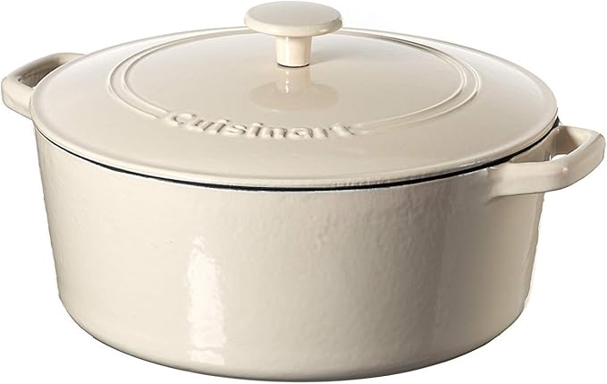 Cuisinart Chef's Classic Enameled Cast Iron Round Covered Casserole (Cream, 7- Quart)