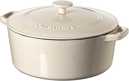 Cuisinart Chef's Classic Enameled Cast Iron Round Covered Casserole (Cream, 7- Quart)