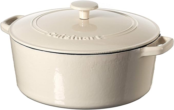 Cuisinart Chef's Classic Enameled Cast Iron Round Covered Casserole (Cream, 7- Quart)
