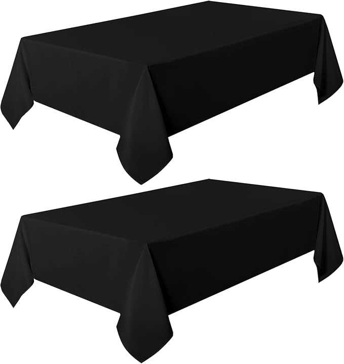 sancua 2 Pack Black Tablecloth 54 x 78 Inch, Rectangle 4 Feet Table Cloth - Stain and Wrinkle Resistant Washable Polyester Table Cover for Dining Tables, Buffet Parties and Camping