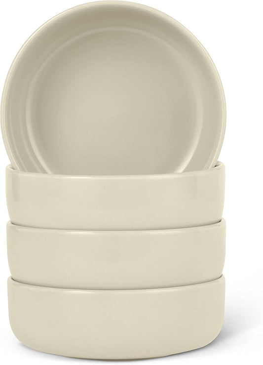 Amazon Basics Glazed Stoneware Bowls, Ceramic 4-Piece Set, Dishwasher-Safe, 5.5 in., Ivory