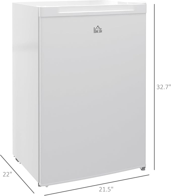 HOMCOM Mini Freezer Countertop, 3 Cu.Ft Compact Upright Freezer with Removable Shelves, Reversible Door for Home, Dorm, Apartment and Office, White