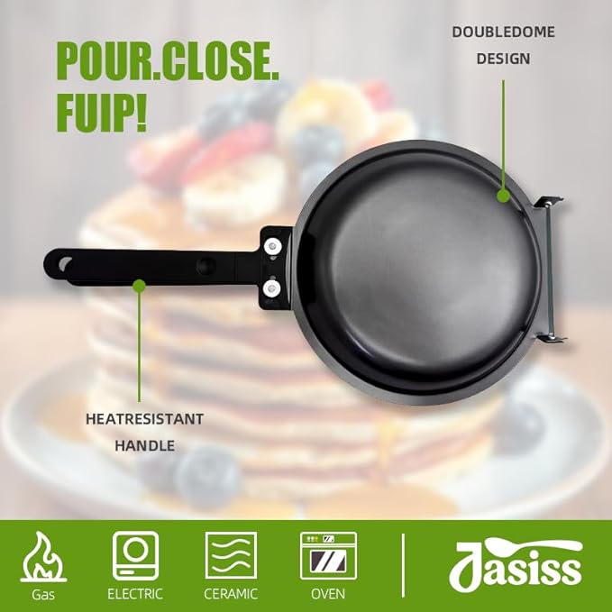 Pancake Maker, Pancake Pan, Double Sided Pan, Steel Nonstick Easy to Flip Pancake Griddle, Sarten Doble Cara Tortilla, Easy-to-clean Double-sided Frying Pan with Flip Design