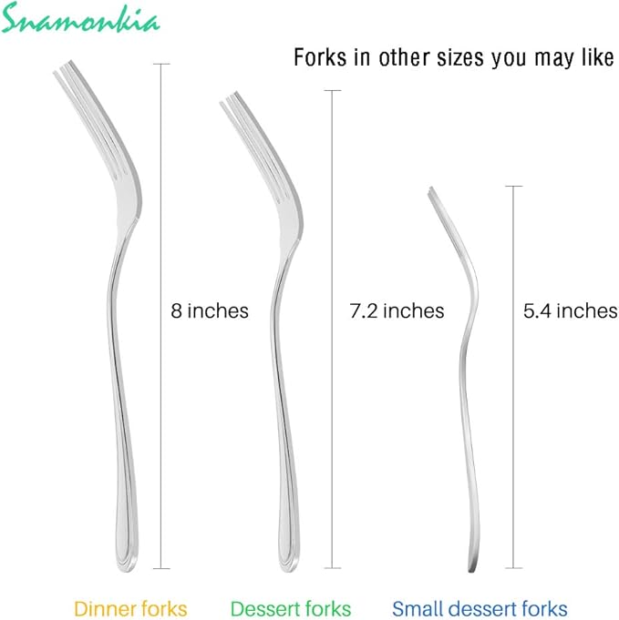Snamonkia Set of 12 Dinner Forks Stainless Steel, 8 Inches, 18/0 Large Table Forks for Salad Steak Spaghetti