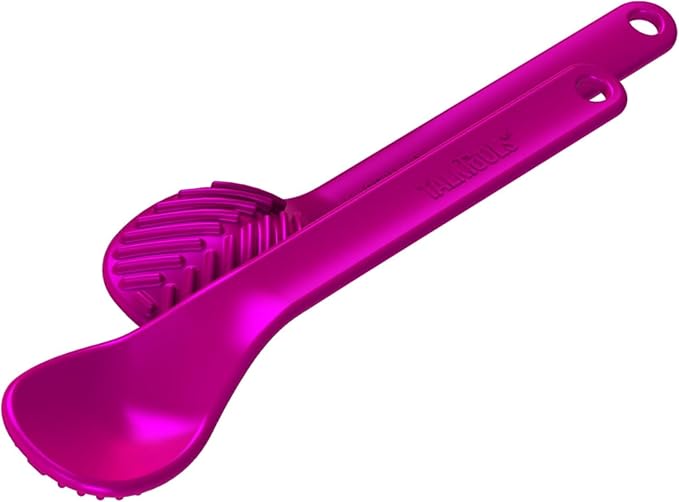TalkTools Textured Magenta Spoons | Provides oral awareness during feeding | Encourages lip closure | Normalize acceptance of foods with a variety of textures - 12 Pack