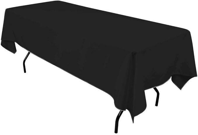 Gee Di Moda Rectangle Tablecloth - 60 x 126 Inch Black Table Cloth for 8 Foot Rectangle Tables - Heavy Duty Washable Fabric - for Holiday Party, Dinner, Weddings, Baby Shower & Events