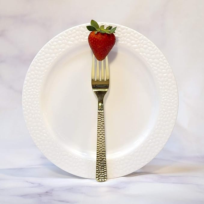 Plastic Cutlery Silverware Extra Heavyweight Disposable Flatware, Full Size Cutlery Combo, Gold Pebbled, 80 Forks, 40 Spoons, 40 Knifes, Value Pack 160 Count