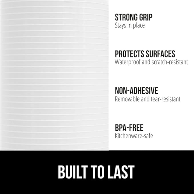 GORILLA GRIP DuraGuard Shelf Liner, Non-Adhesive Cabinet Liners for Kitchen Drawers, Shelves, Refrigerator, Pantry Storage, Bathroom Closet, Durable Waterproof BPA Free Ribbed Plastic, 12x10 White