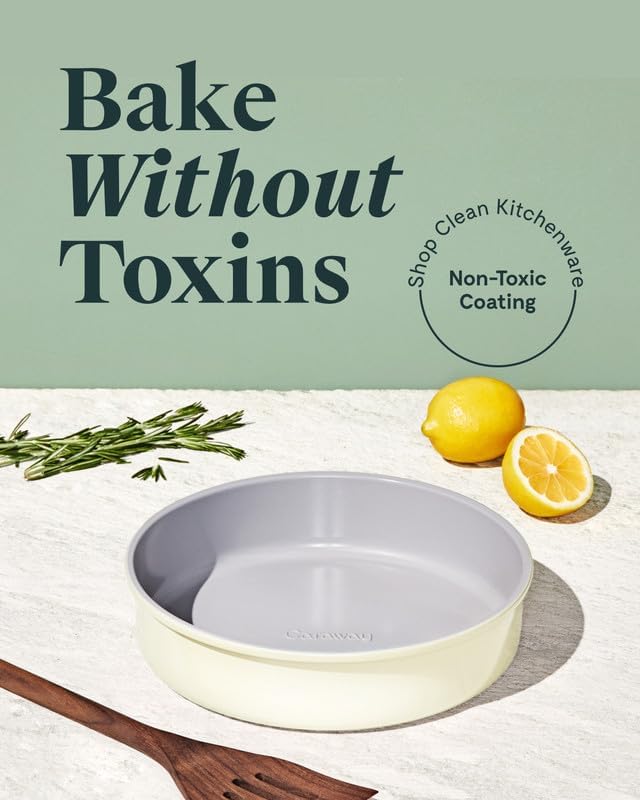 Caraway Non-Stick Ceramic 9” Circle Pan - Naturally Slick Ceramic Coating - Non-Toxic, PTFE & PFOA Free - Perfect for Birthday Cakes, Tartes, & More - Sage