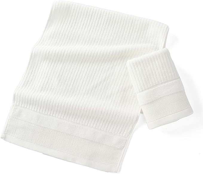 sense gnosis White Hand Towel Set of 2 Ribbed Striped Pattern Soft Thick 100% Cotton Quick Dry Absorbent Decorative Hand Towels for Bathroom 13 x 29 Inch