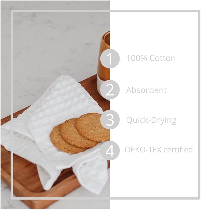 sea me at home Waffle Washcloths Set, 100% Turkish Cotton (White)