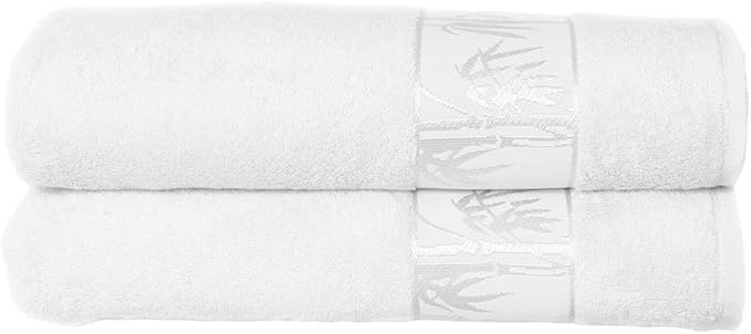 Set of 2 Luxury Super Soft Bath Towels – Premium Viscose Derived from Bamboo & Turkish Cotton for The Ultimate Bath Experie