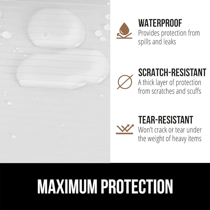 GORILLA GRIP DuraGuard Shelf Liner, Non-Adhesive Cabinet Liners for Kitchen Drawers, Shelves, Refrigerator, Pantry Storage, Bathroom Closet, Durable Waterproof BPA Free Ribbed Plastic, 17.5x10 White