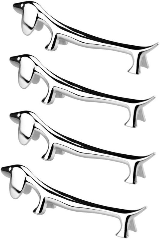 4 Pieces Chopsticks Holder Rest Pillow Zinc Alloy Chopstick Rack Stand for Spoon Fork Knife Tableware Brush Home Kitchen Table Decoration (Dachshund)