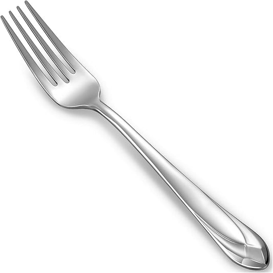 KEAWELL Premium Astra 4-Piece 7.3 inch Fork Set – 18/10 Stainless Steel Mirror-Finished Silverware with Diamond-Faceted Handles, Comfortable Grip and Dishwasher Safe (4, Salad Forks)
