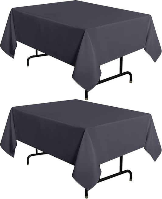 sancua 2 Pack Dark Grey Tablecloth 54 x 54 Inch, Stain and Wrinkle Resistant Square Table Cloth - Washable Polyester Table Cover for Dining Tables, Buffet Parties and Camping