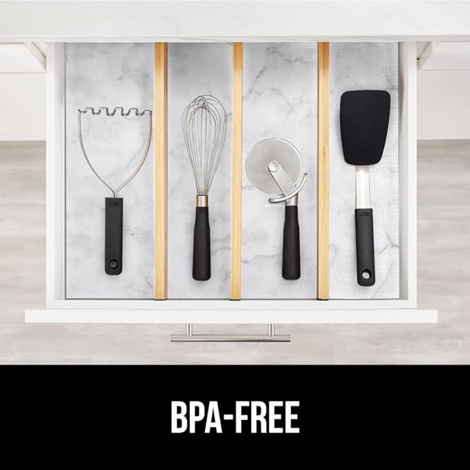 GORILLA GRIP Slip Resistant Drawer and Shelf Liner 2 Pack, Non Adhesive Water Resistant, Easy Clean and Trim, Smooth Surface Liners for Kitchen Cabinet, Shelves, Drawers, Pantry, 12 IN x 10 FT, Marble