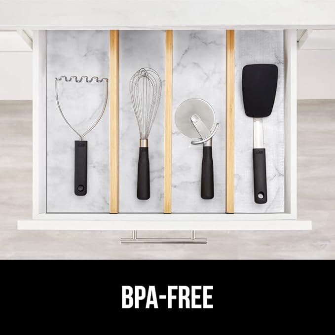 GORILLA GRIP Slip Resistant Drawer and Shelf Liner 2 Pack, Non Adhesive Water Resistant, Easy Clean and Trim, Smooth Surface Liners for Kitchen Cabinet, Shelves, Drawers, Pantry, 12 IN x 20 FT, Marble