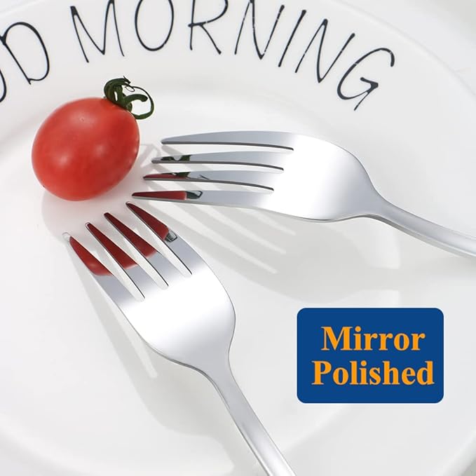 Dinner Forks Set 16 Pcs Top Food Grade Stainless Steel Silverware Table Forks Flatware Forks, 8 Inches,Mirror Finish & Dishwasher Safe,Use for Home,Kitchen or Restaurant